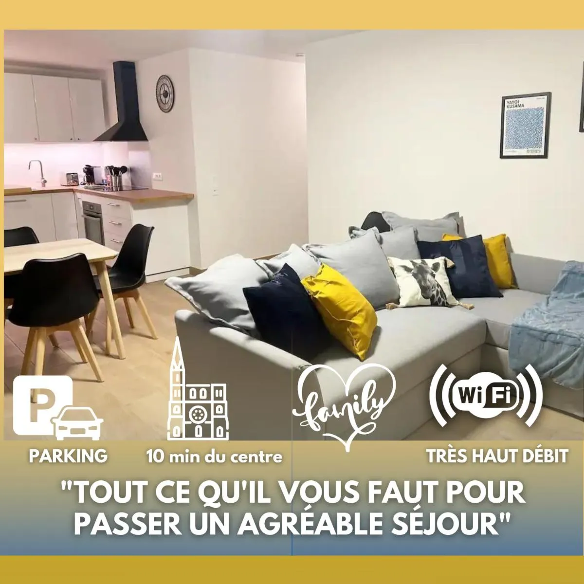 Image 3 of Grand Appart Neuf Lumineux, parking gratuit, 10 min Centre
